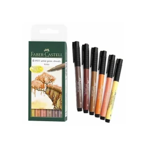 	 Faber Castell - PITT artist brush pens 6 stk - Terra