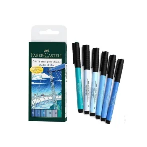 Faber Castell - PITT artist brush pens 6 stk - Shades of blue