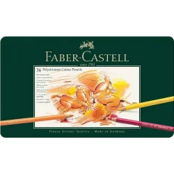 Faber-Castell Polychromos farveblyanter i en metal�ske - s�t med 36 stk.