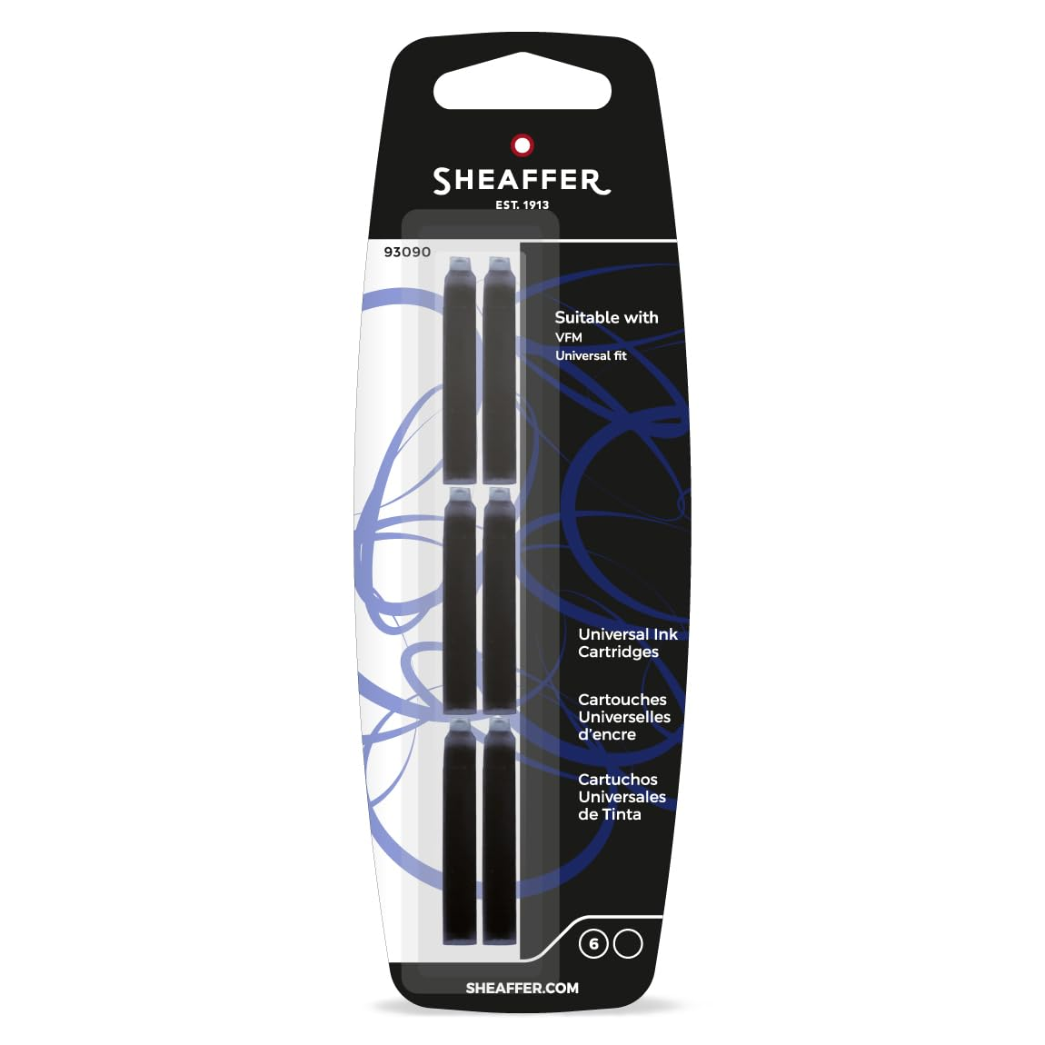 Sheaffer Universal Blkpaptron - 6 stk - sort