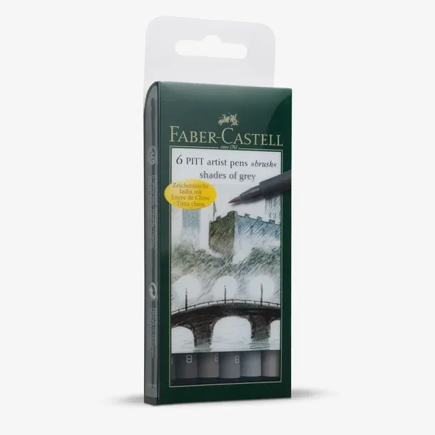 Faber Castell - PITT artist brush pens 6 stk - Shades of grey