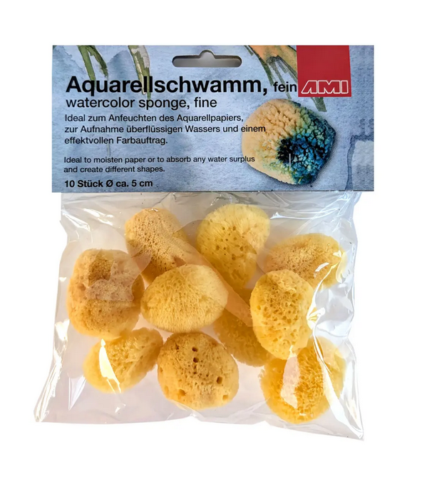 Akvarel svampes�t fin stor - 8cm - 5 stk. i pose