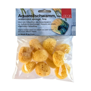 Akvarel svampes�t fin stor - 8cm - 5 stk. i pose