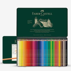 Faber-Castell Polychromos farveblyanter i en metal�ske - s�t med 36 stk.