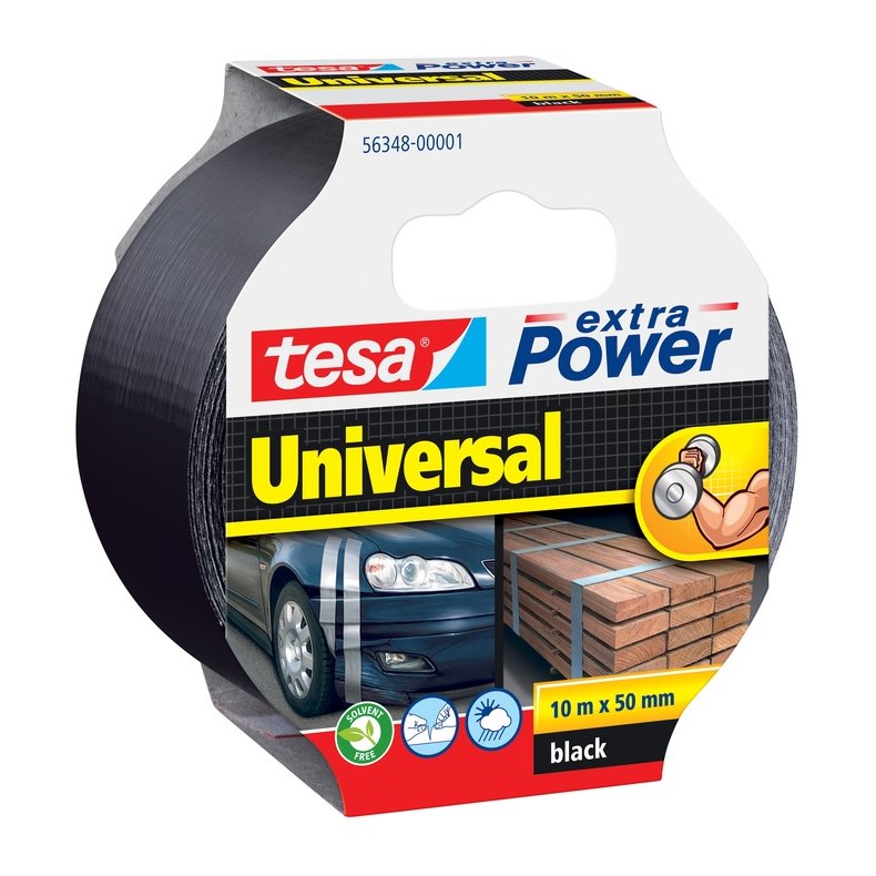 Tesa Extra Power tekstiltape, sort - 10 m.