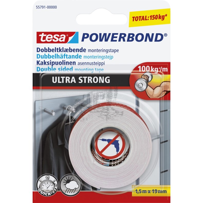 Tesa Powerbond Ultra Strong dobbeltklbende monteringstape