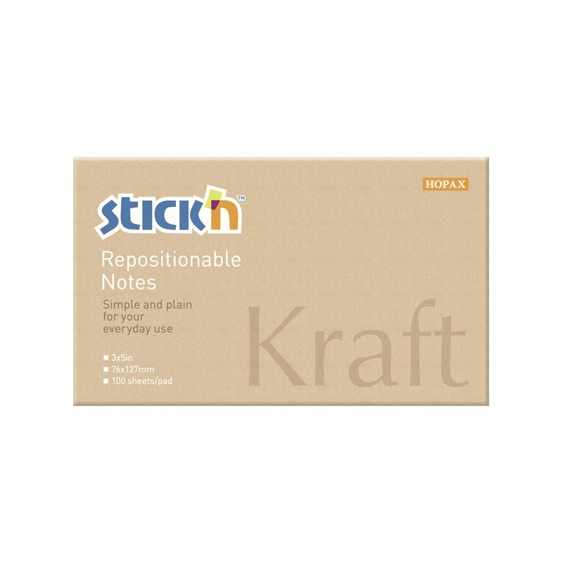 Stick'n Notes 100 ark, natur - 76x127 mm 