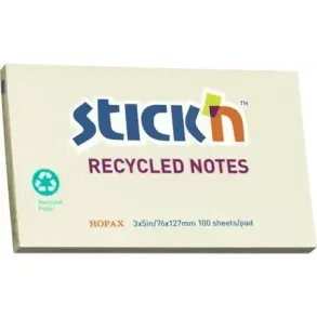Stick'n Notes - 76x127 mm - Gul - Genbrugspapir