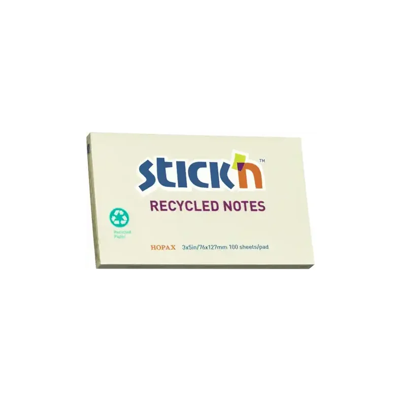 Stick'n Notes - 76x127 mm - Gul - Genbrugspapir