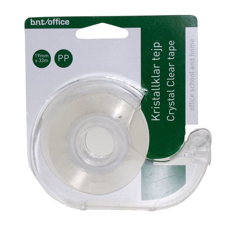 Transparent kontortape i dispenser - 19mm x 33m