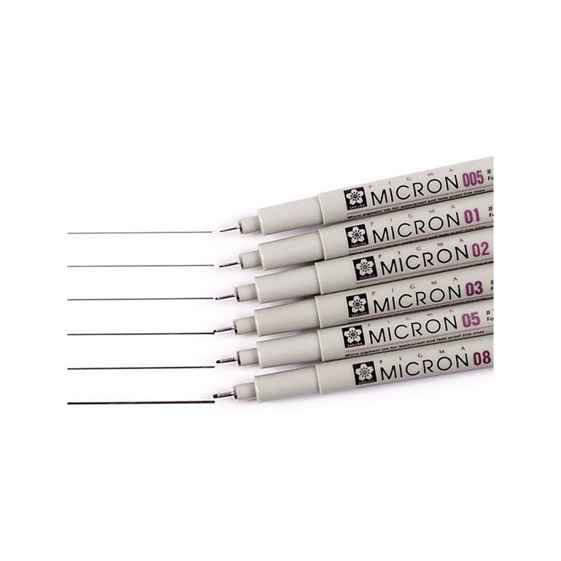 Pigma Micron Fineliner,  6 stk. st