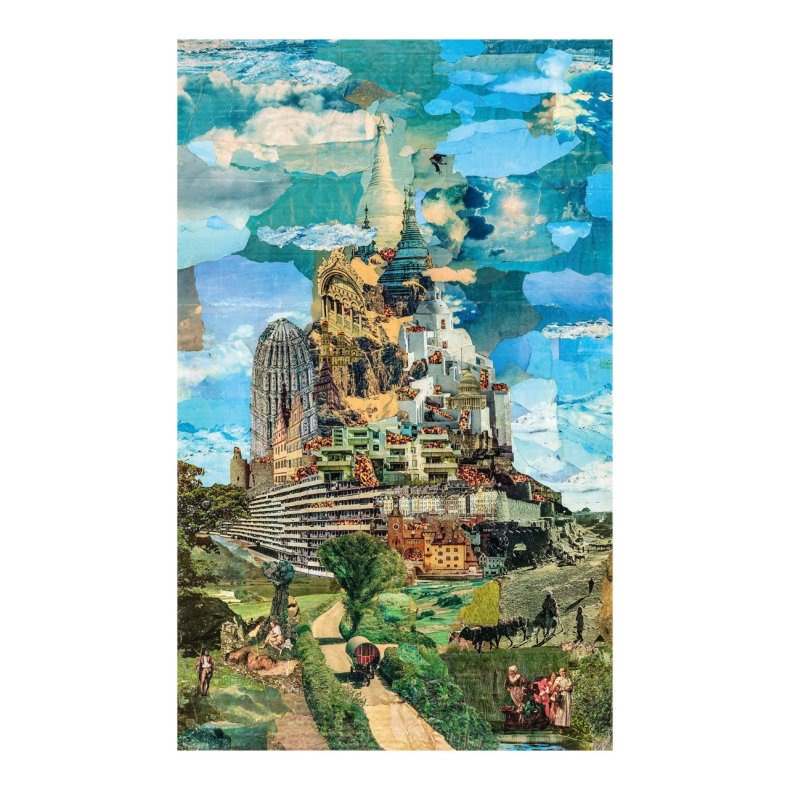 "Arkitekturens Babelst&Atilde;&yen;rn" - Niels Ole Lund/1970 - Collage - 100*65 cm