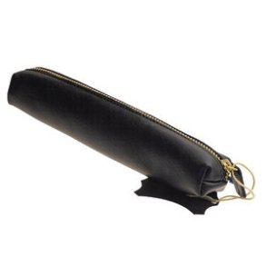 Mini penalhus i lder - 19cm - Sort