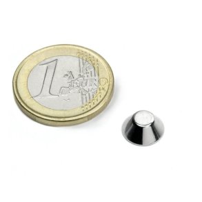 Rund konisk magnet - 10x5mm, 4mm hj