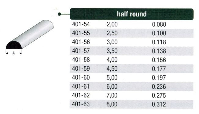 Halvrund stang styren - 100 cm