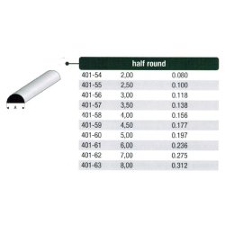 Halvrund stang styren - 100 cm