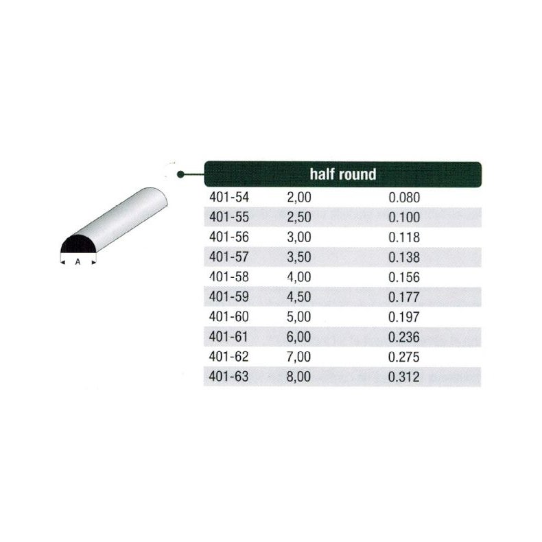 Halvrund stang styren - 100 cm