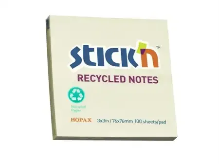 Stick'n Recycled Notes - 76x76mm - Gul