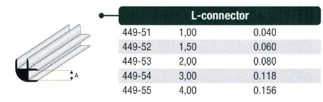 L-connector styren (hjrne-connector) - 100 cm