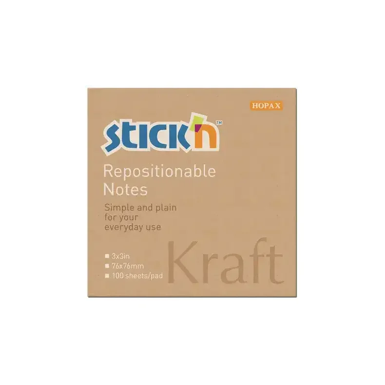 Stick'n Notes - 76x76 mm - Kraft - Genbrugspapir