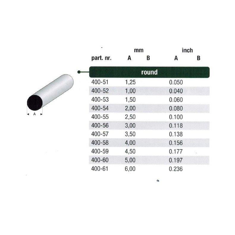 Rund stang styren - 100 cm