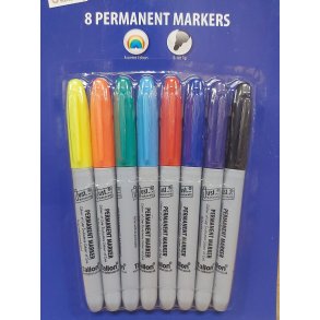 Permanent Marker st - 8 stk - Ass. farver