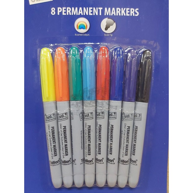 Permanent Marker st - 8 stk - Ass. farver