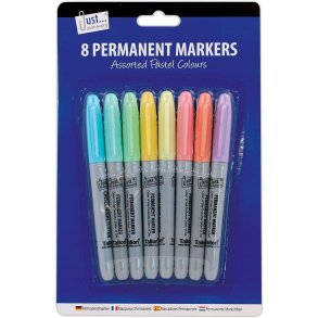 Permanent Marker st - 8 stk -Ass. pastelfarver