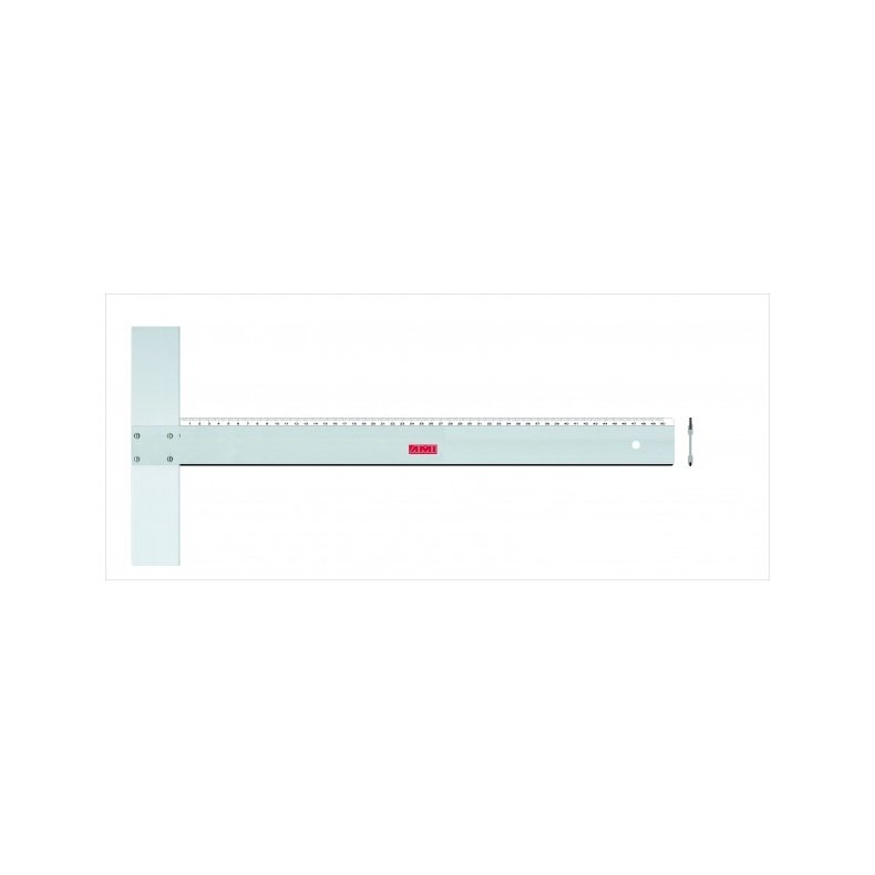 AMI hovedlineal i aluminium med tal og gennemsigtig mleflade - 100 cm